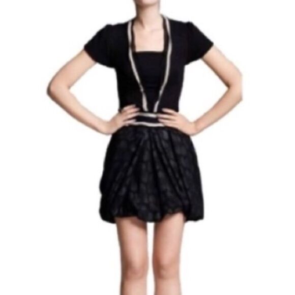 NWT  Black White Bubble Hem Dress - Picture 1 of 8